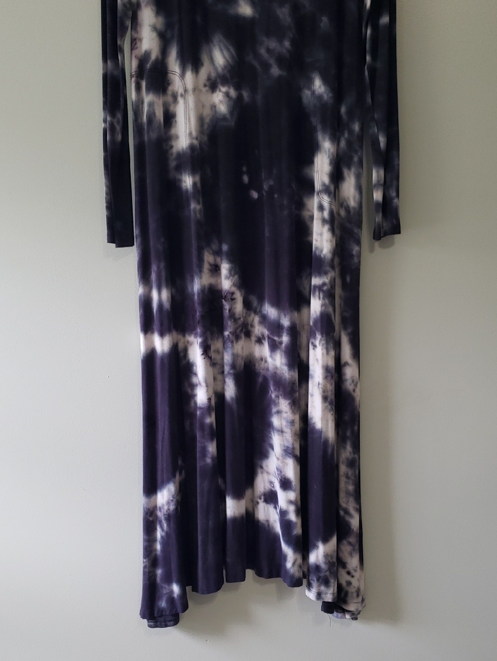 Natural Life Tie-Dye Long Sleeve Maxi Dress Medium Navy Blue White Boho Hippie - Picture 3 of 14